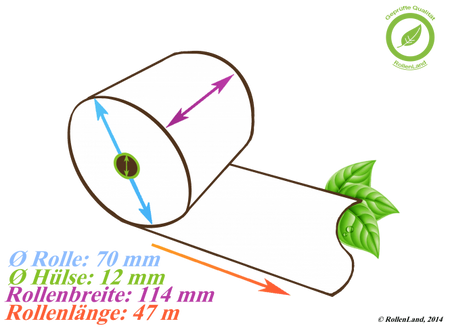 25 Kassenrollen 114x70x12, 47 m
