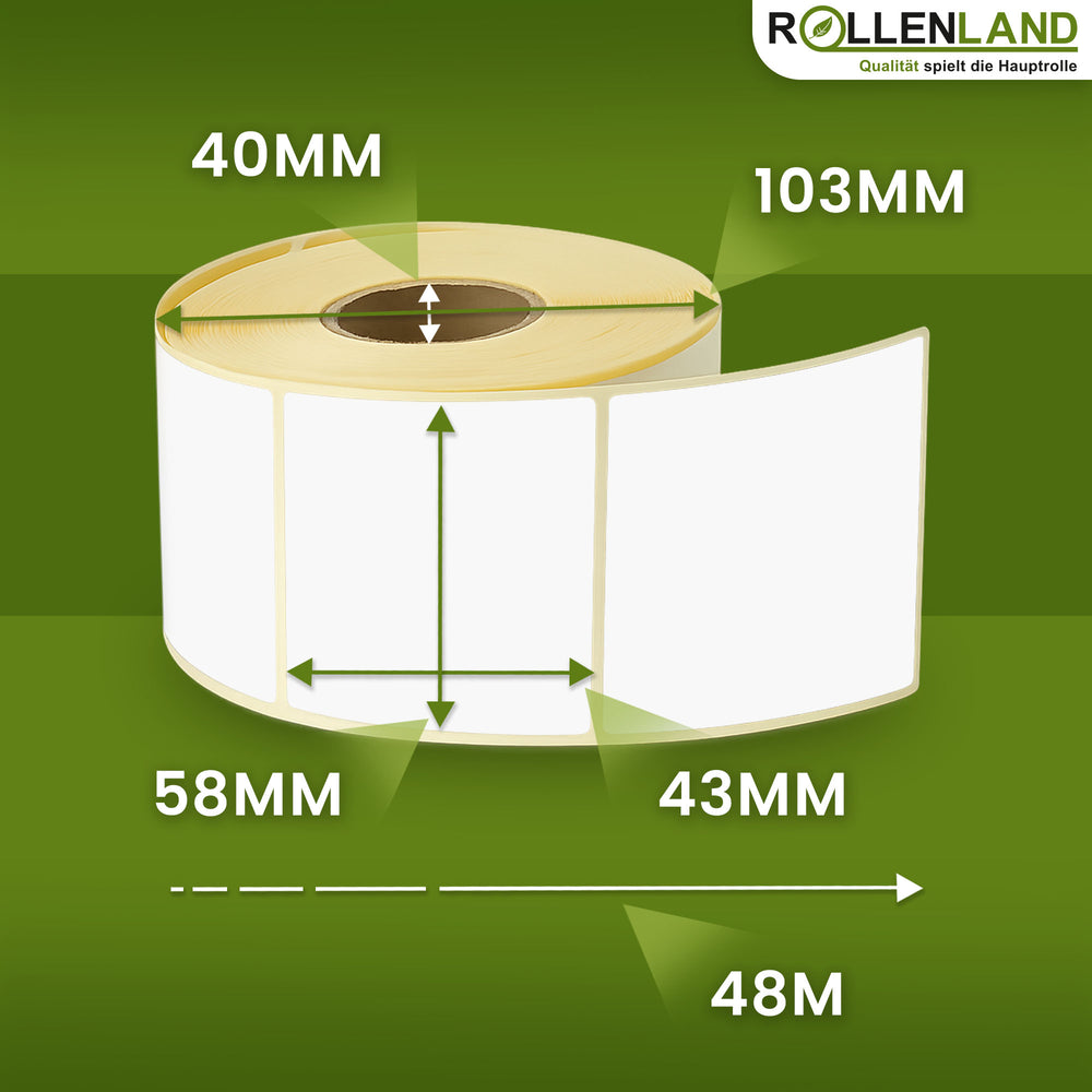 Thermoetiketten blanko 58x43x40, 48 m Lauflänge, 24 Rollen