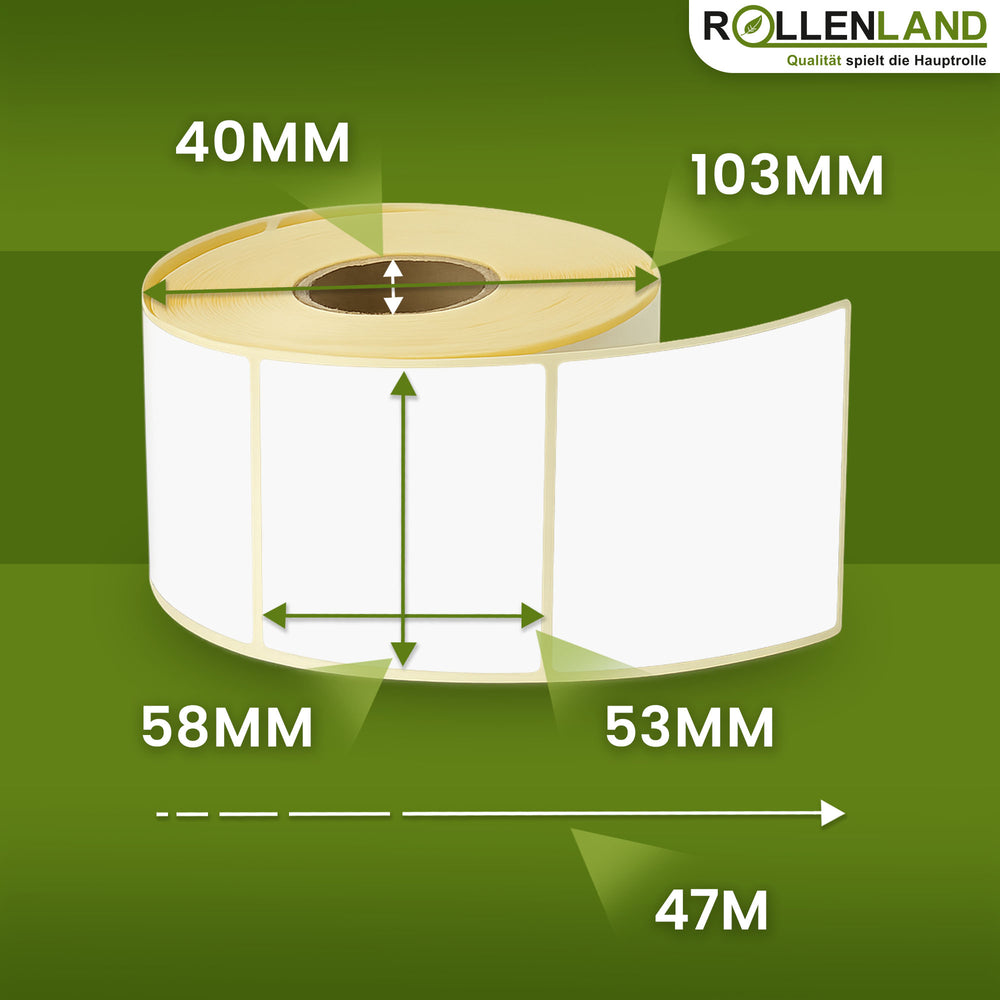 Thermoetiketten blanko 58x53x40, 47 m Lauflänge, 24 Rollen