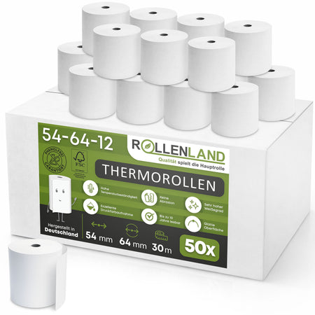 50 Thermorollen 54x64x12, 50 m, ohne Bisphenol-A (BPA)