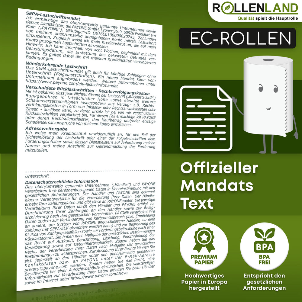 20 EC-Rollen 57x46x12, 25 m, ohne BPA, mit PAYONE Lastschrift-Aufdr.
