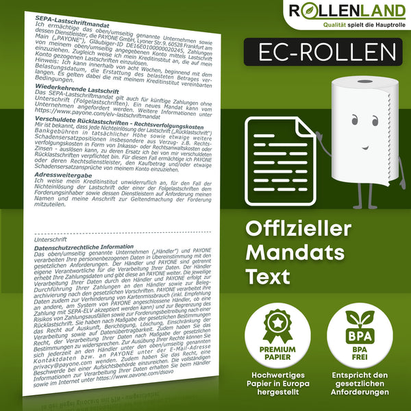 20 EC-Rollen 57x46x12, 25 m, ohne BPA, mit PAYONE Lastschrift-Aufdr.